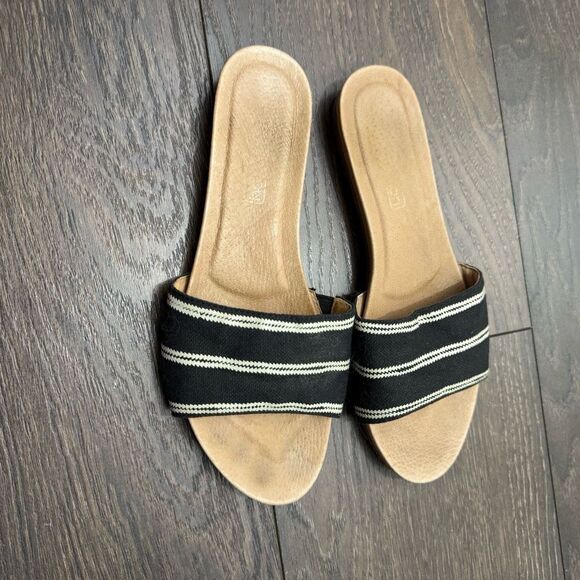 Hari Mari Women’s 7 Black White Slide Sandals - Picture 2 of 5